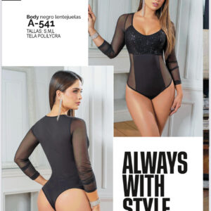 Body negro lentejuelas